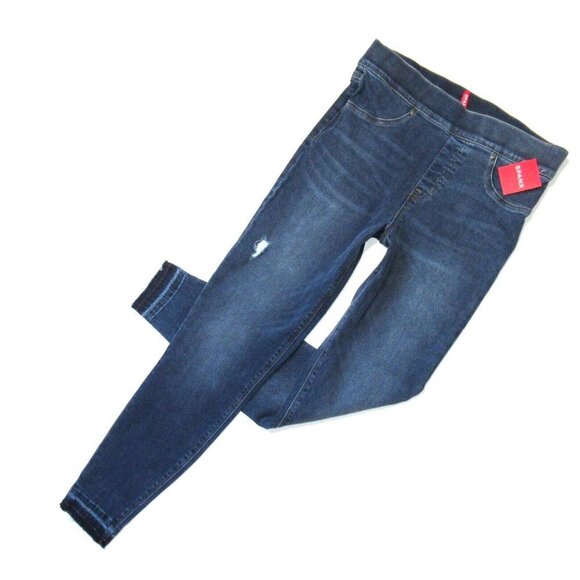 NWT SPANX 20203R Distressed Skinny in Medium Wash Pull-on Stretch Jeans S - Picture 1 of 7